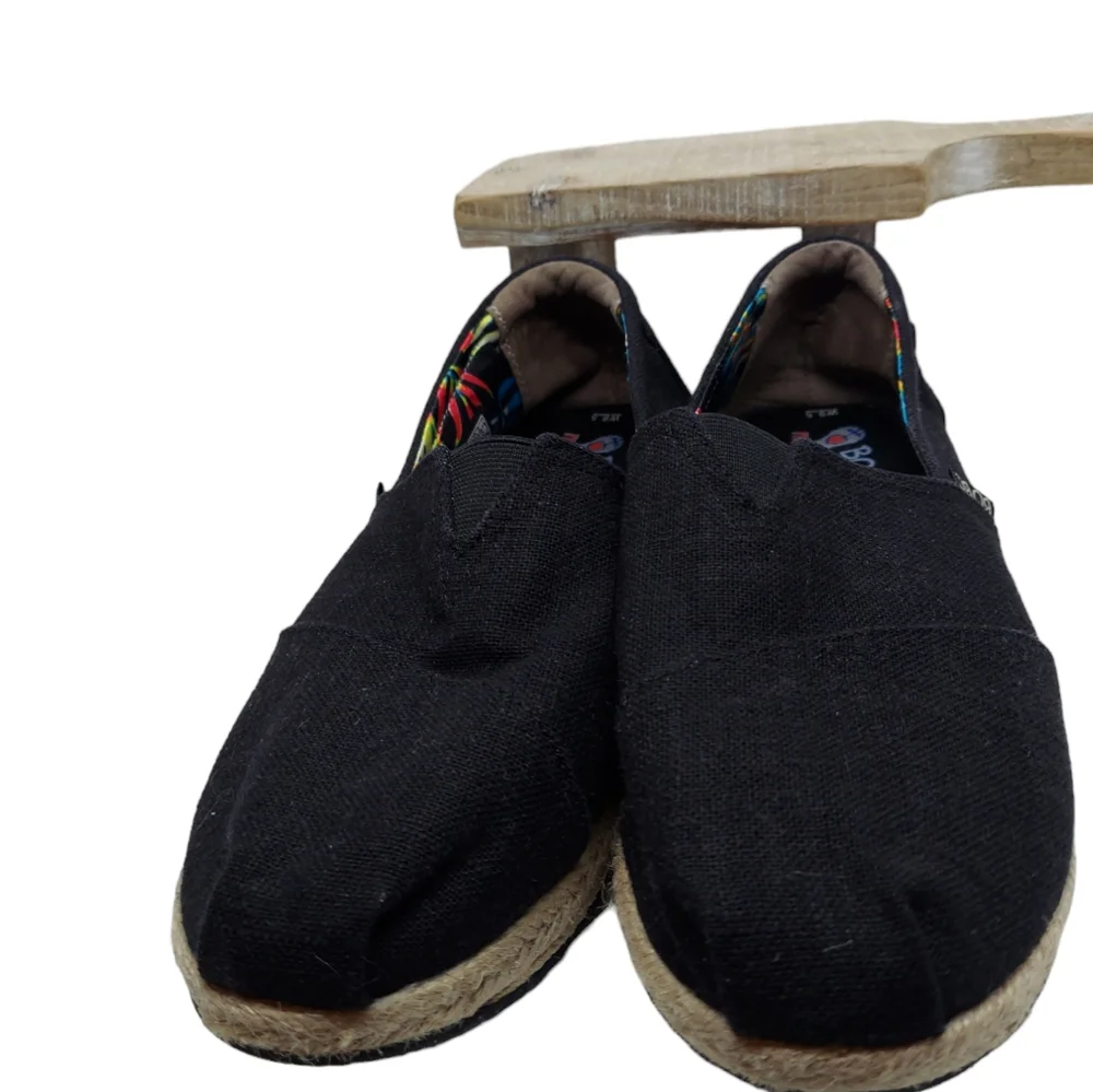 BOBS From Skechers Black Canvas Espadrilles Slip-On Shoes Women's Size 9.5